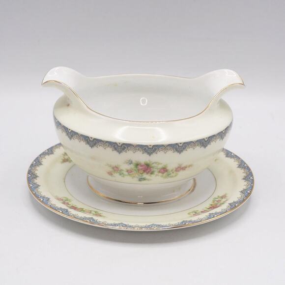 Gravy Boat with Attached Underplate Seneca Blue by Royal Embassy - Picture 1 of 6